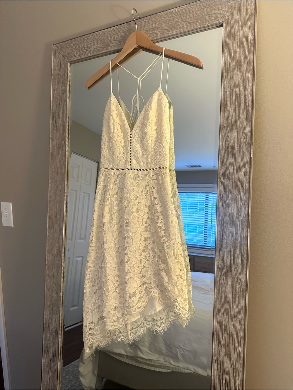 NBD Revolve Ivory Yellow Asymmetrical Lace Mini Dress Size XS